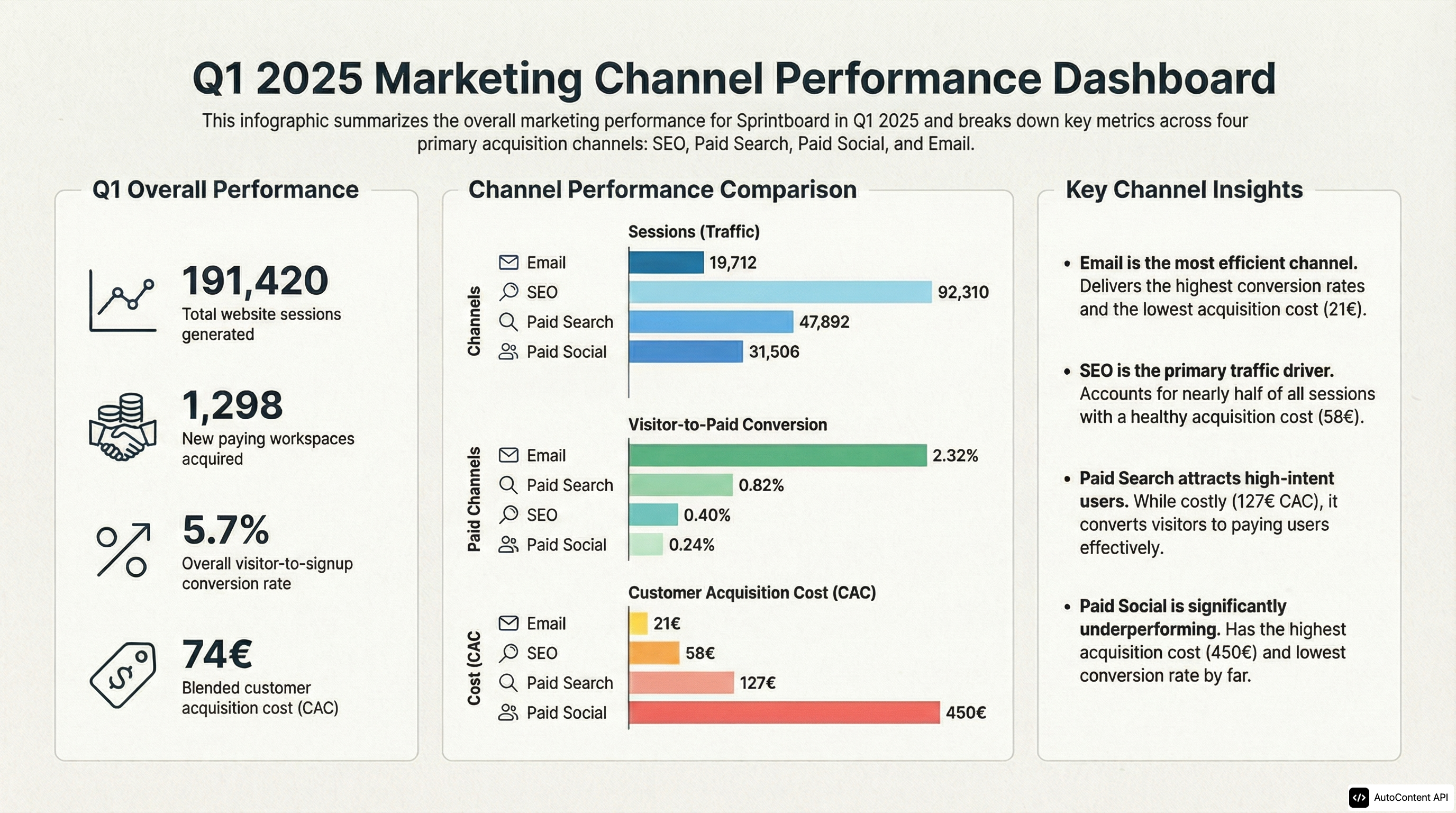 Quarterly Marketing Performance – Channel Comparison infographic preview