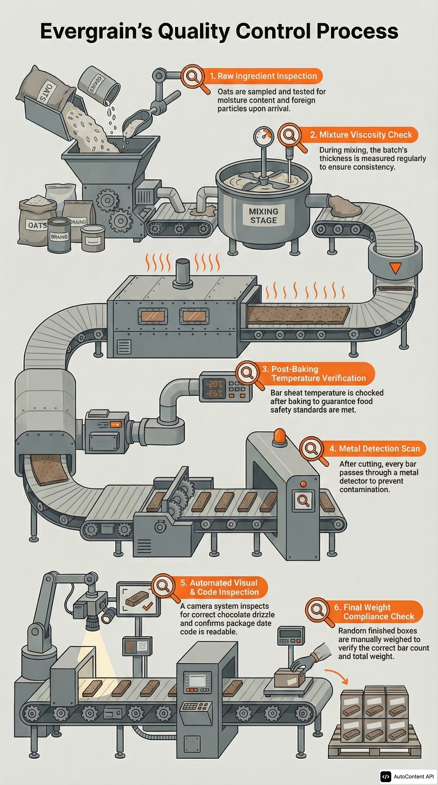 Manufacturing Line with Quality Control Checkpoints portrait infographic preview