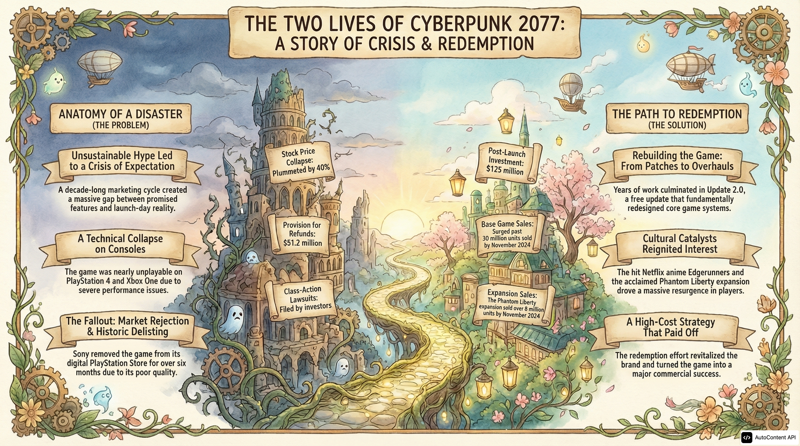 Cyberpunk 2077: Disaster, Redemption, and Trust in Gaming infographic