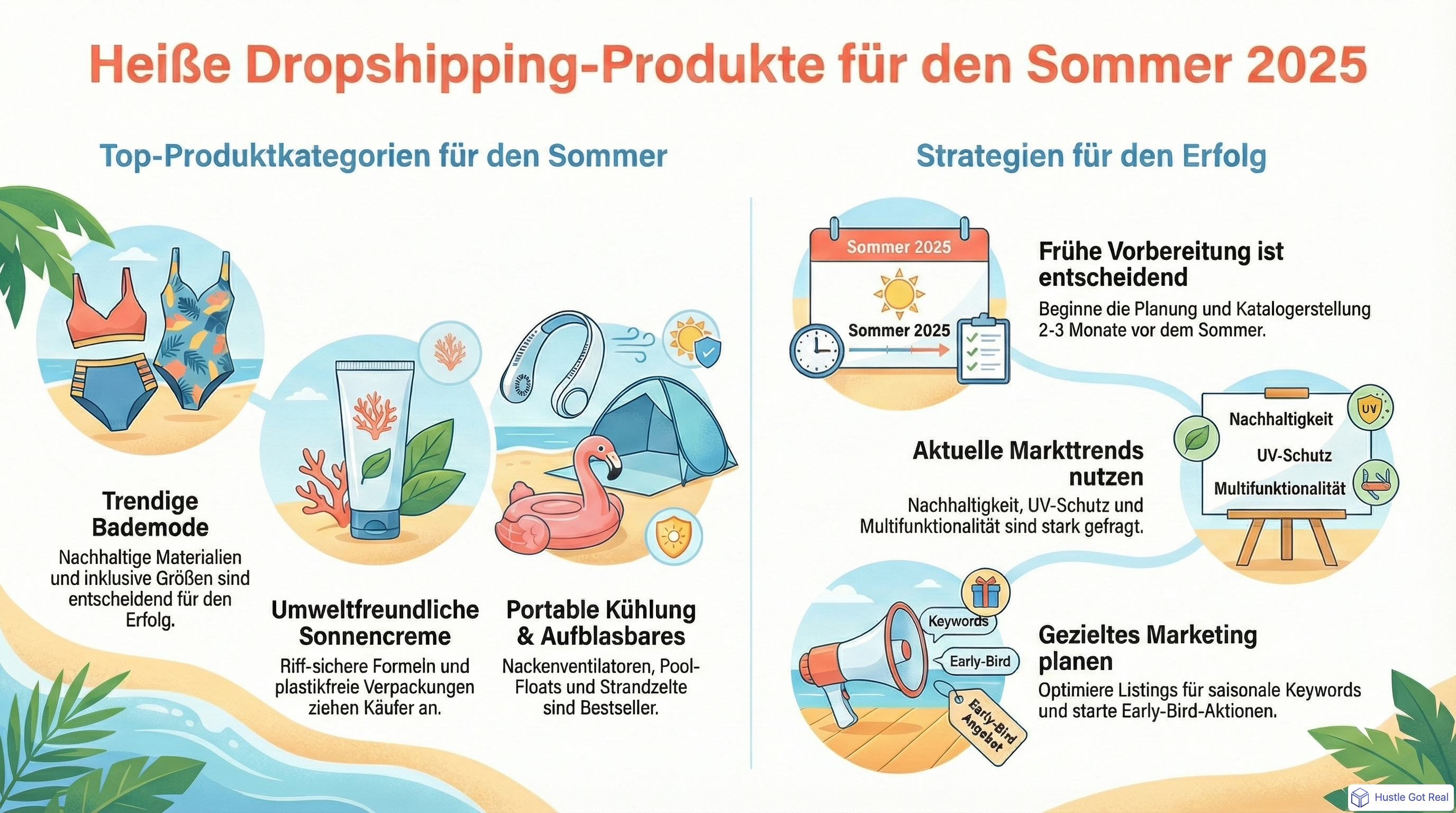 Heisse Sommerprodukte 2025 fuer dein Dropshipping-Business infographic