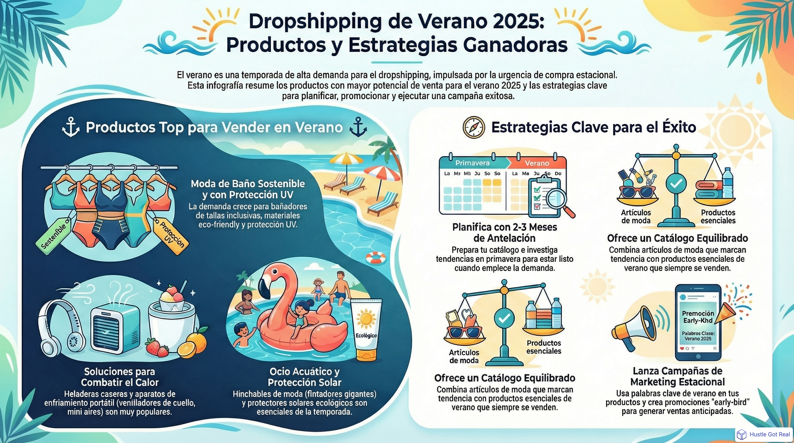 Productos de verano para dropshipping 2025 | Artículos estacionales rentables infographic