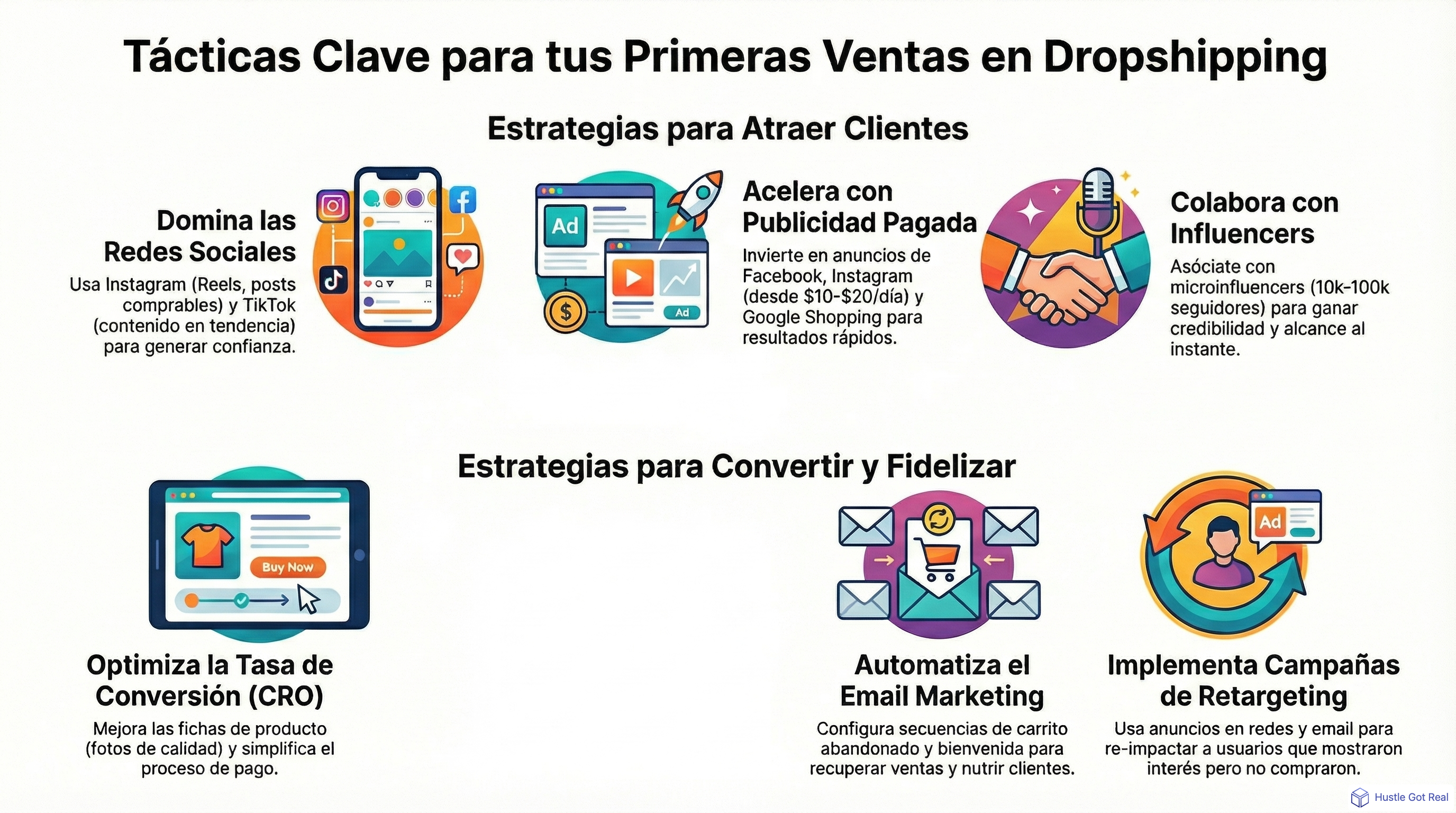Cómo anunciar tus primeras ventas: 11 tácticas de dropshipping infographic