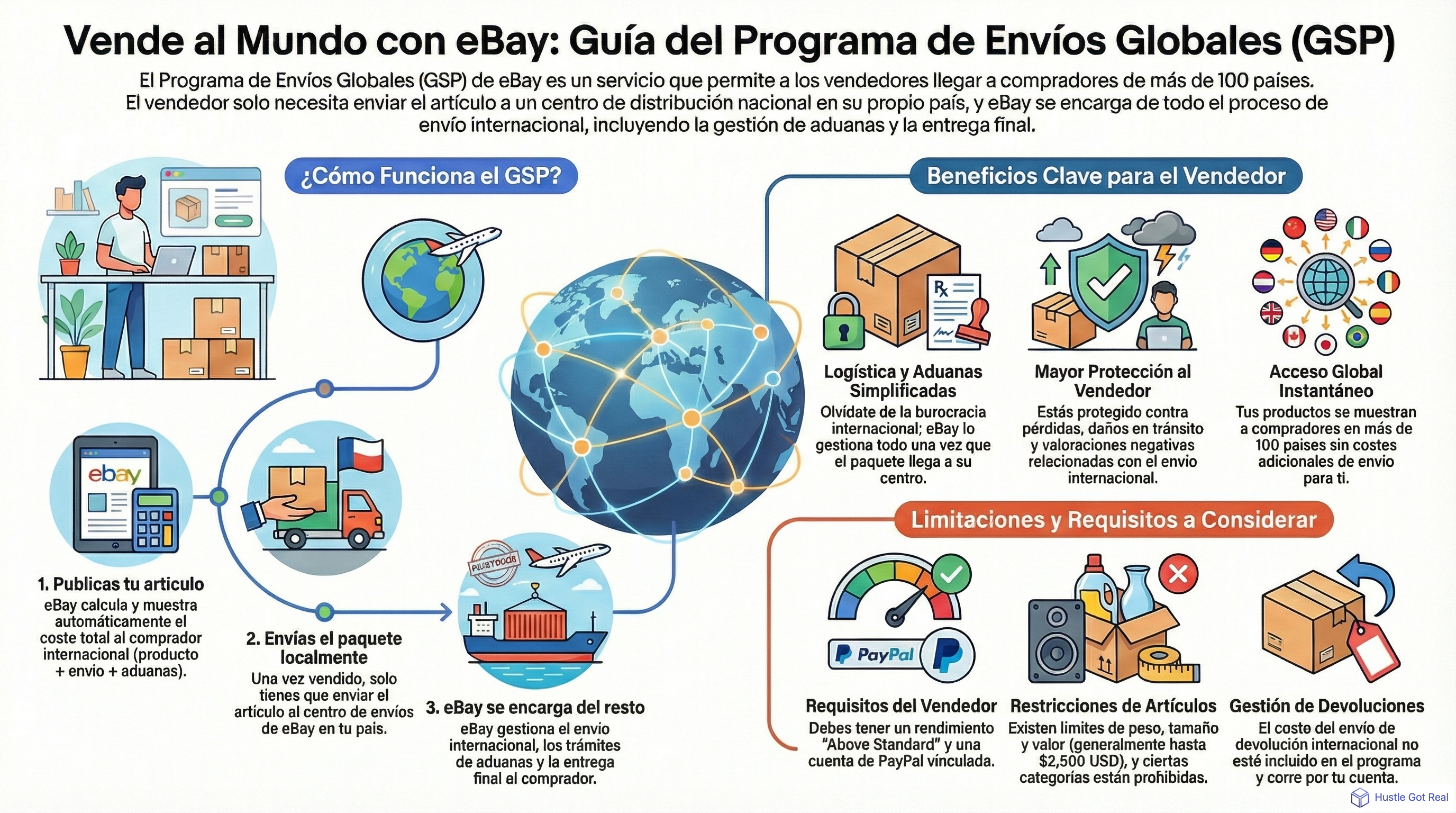 Programa de envíos globales de eBay (GSP): guía completa para vendedores infographic