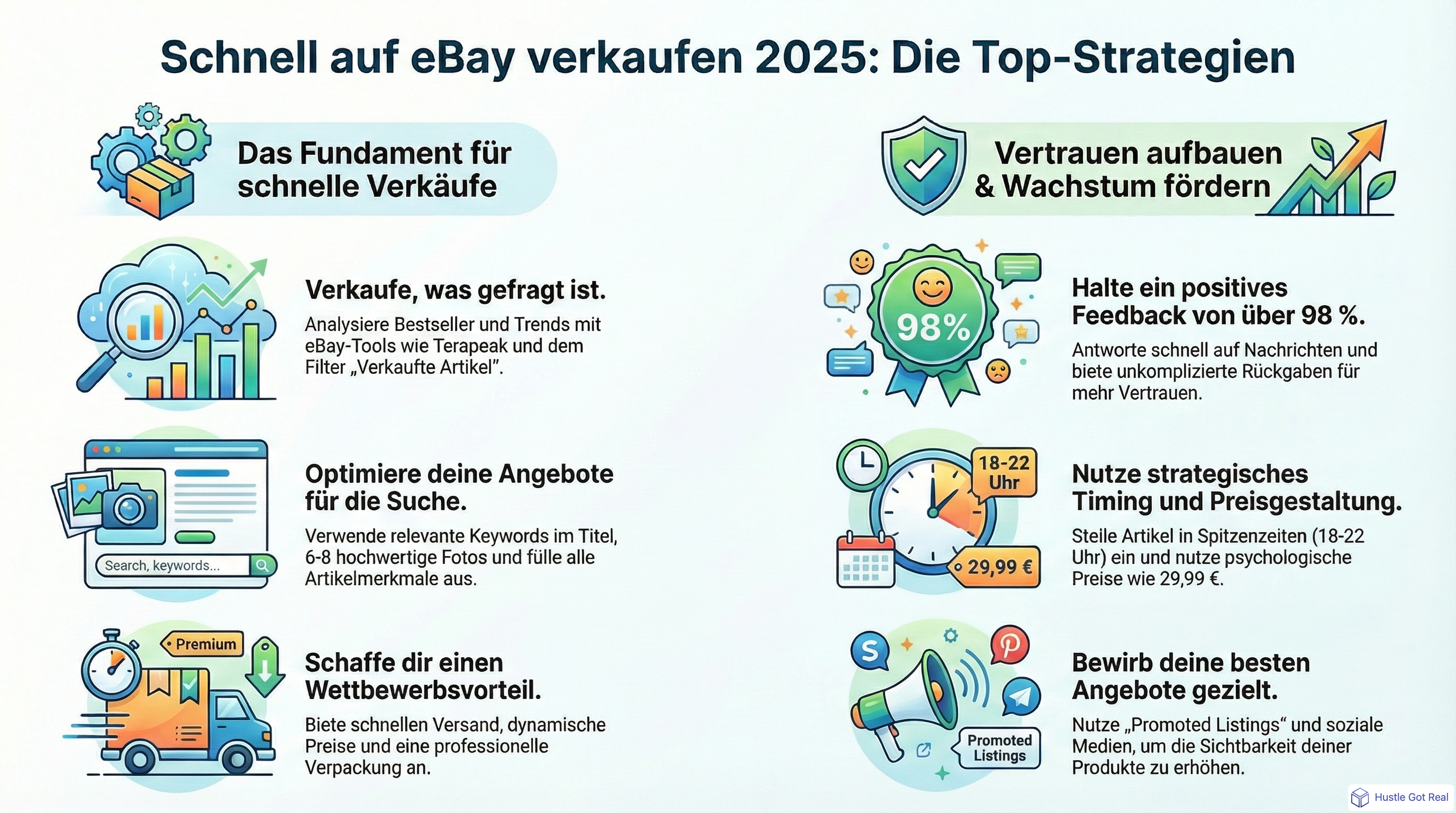 Beste Strategien, um 2025 schnell auf eBay zu verkaufen infographic