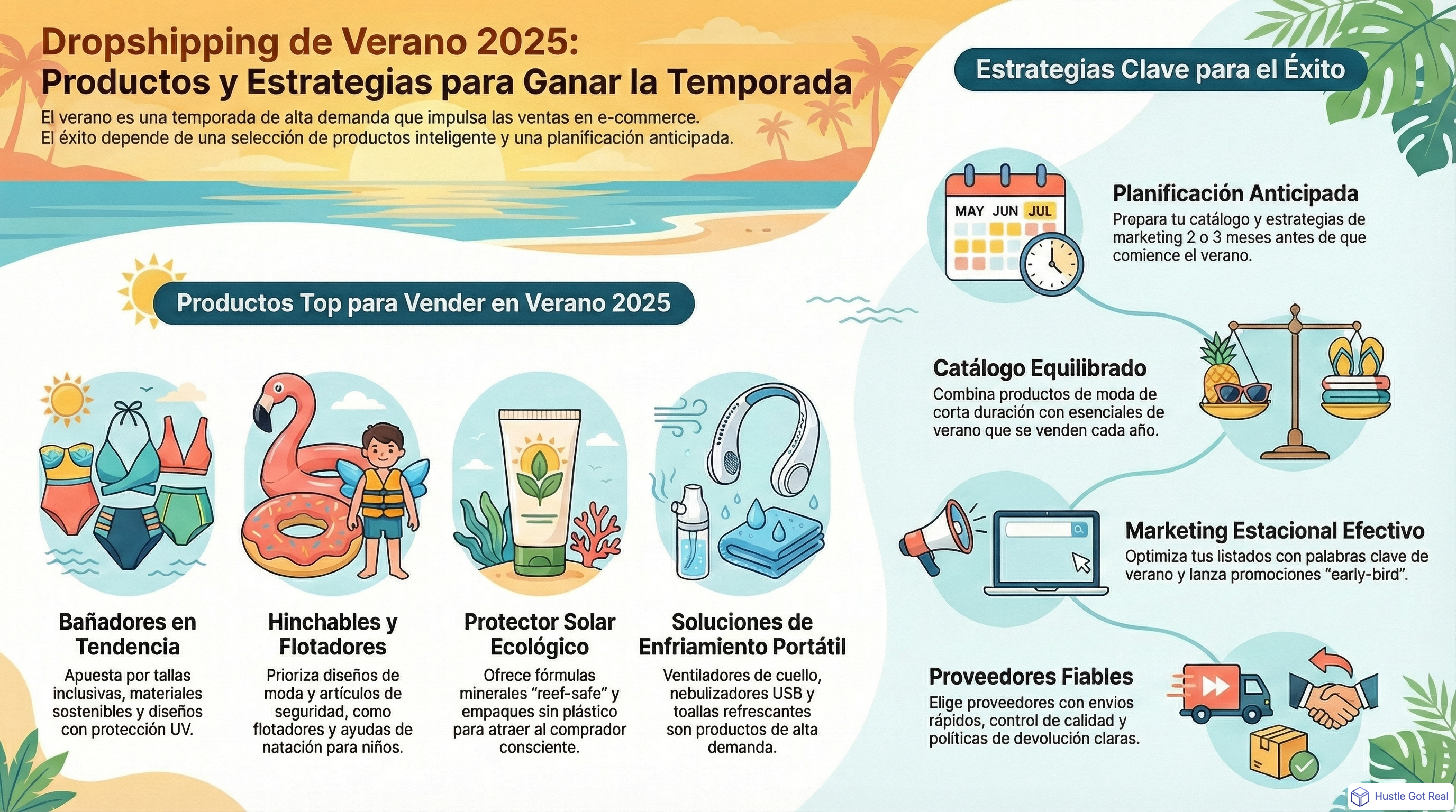 Top 3 productos de verano para hacer dropshipping en 2026 infographic