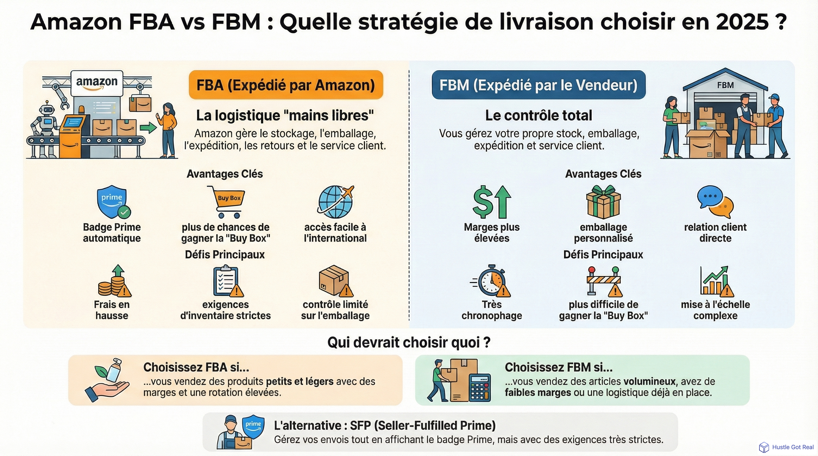 Amazon FBA vs FBM : guide ultime pour choisir ta strategie de fulfillment en 2025 infographic