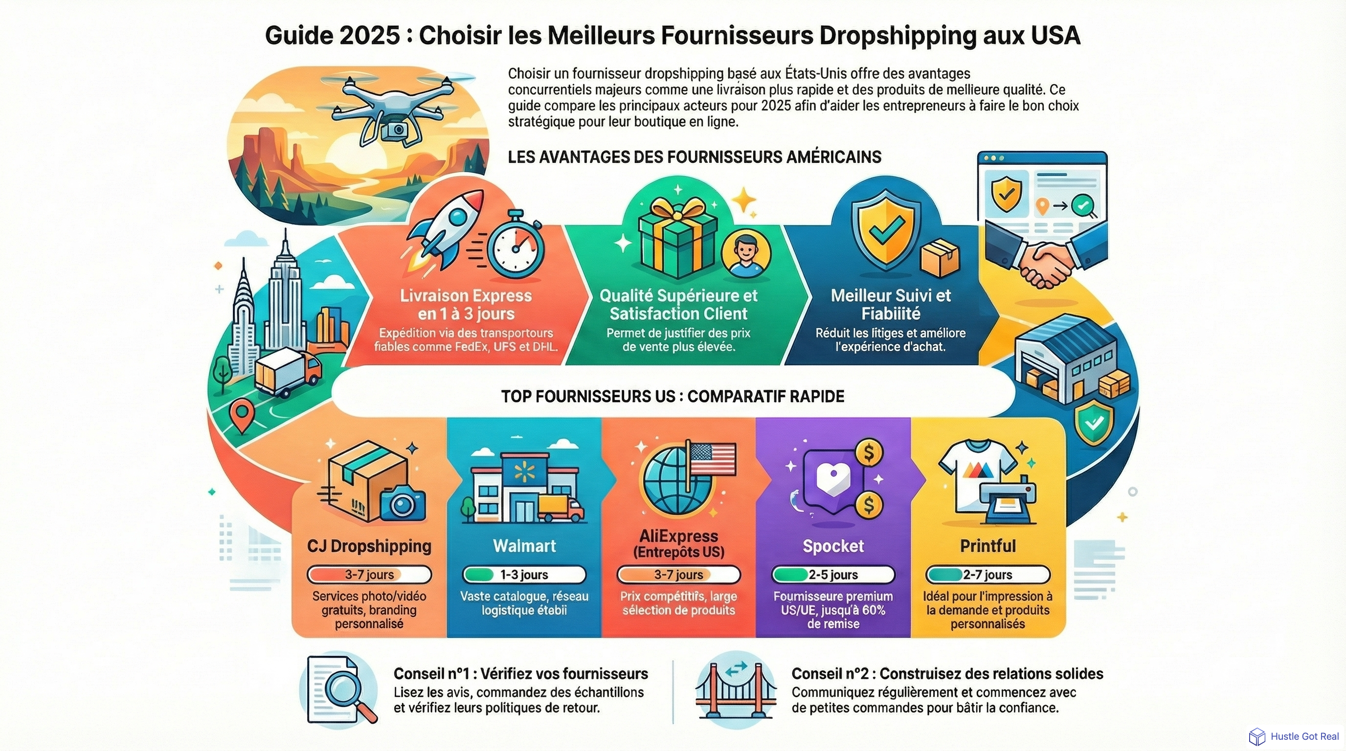 Meilleurs fournisseurs dropshipping US pour 2025 infographic