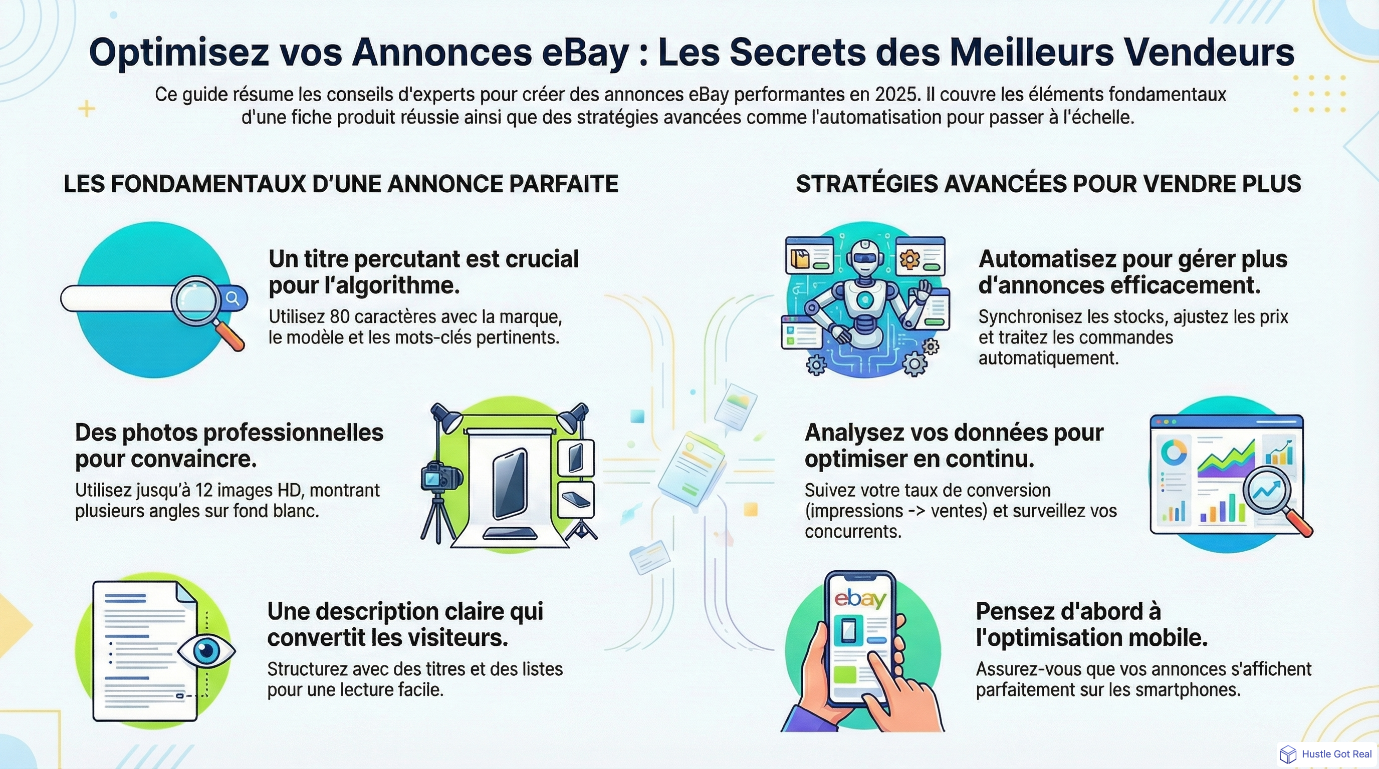 15 conseils d'experts pour optimiser tes annonces eBay en 2025: plus de ventes et visibilite infographic