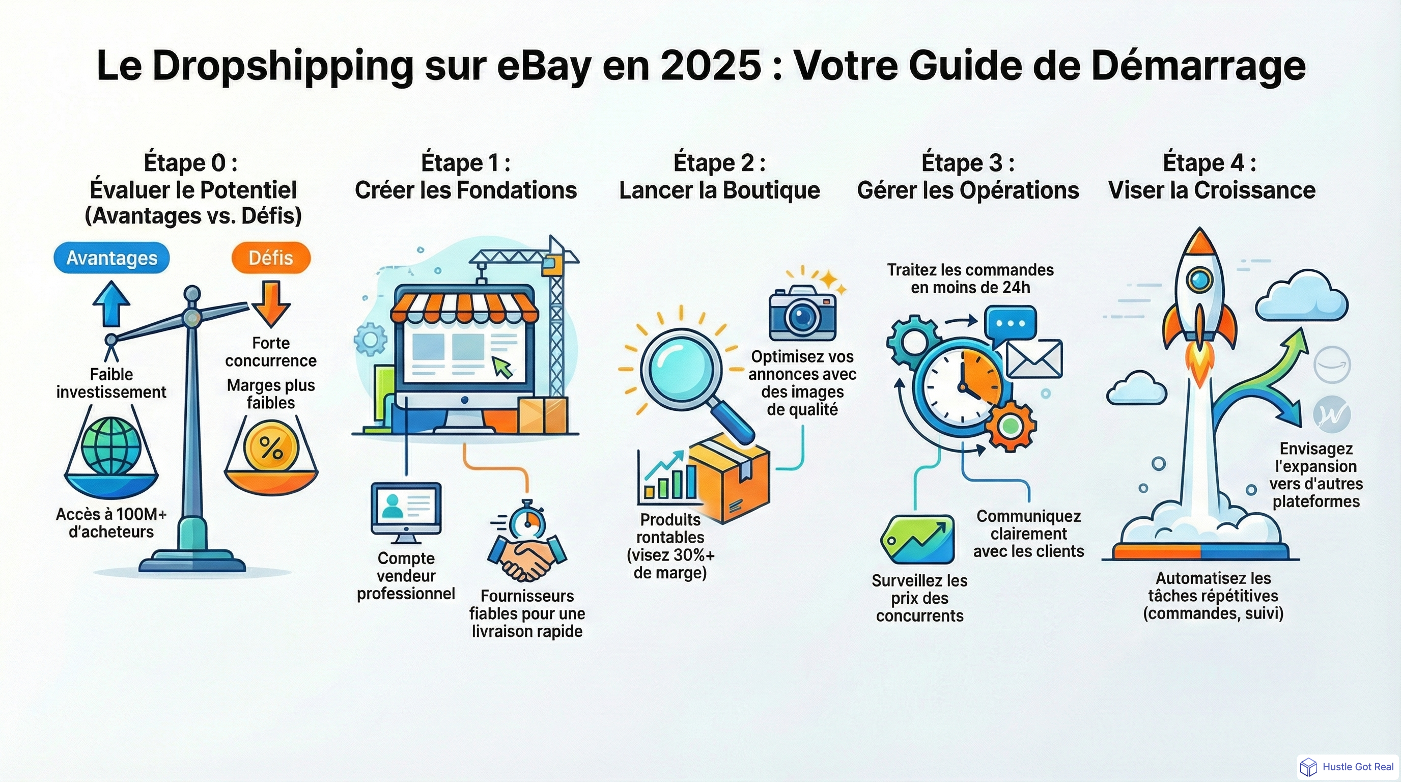 Comment demarrer le dropshipping sur eBay en 2025: guide debutant complet infographic